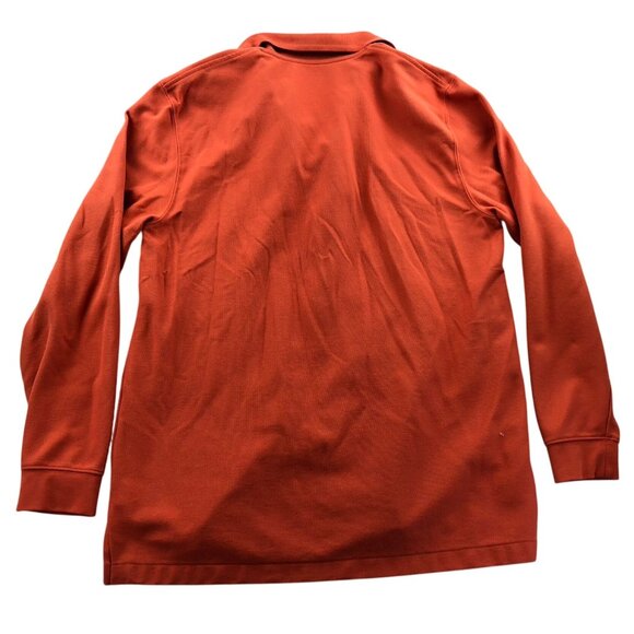 L.L. Bean Mens Rugby Polo Shirt Large Orange Traditional Fit Long Sleeve Casual - Picture 2 of 9